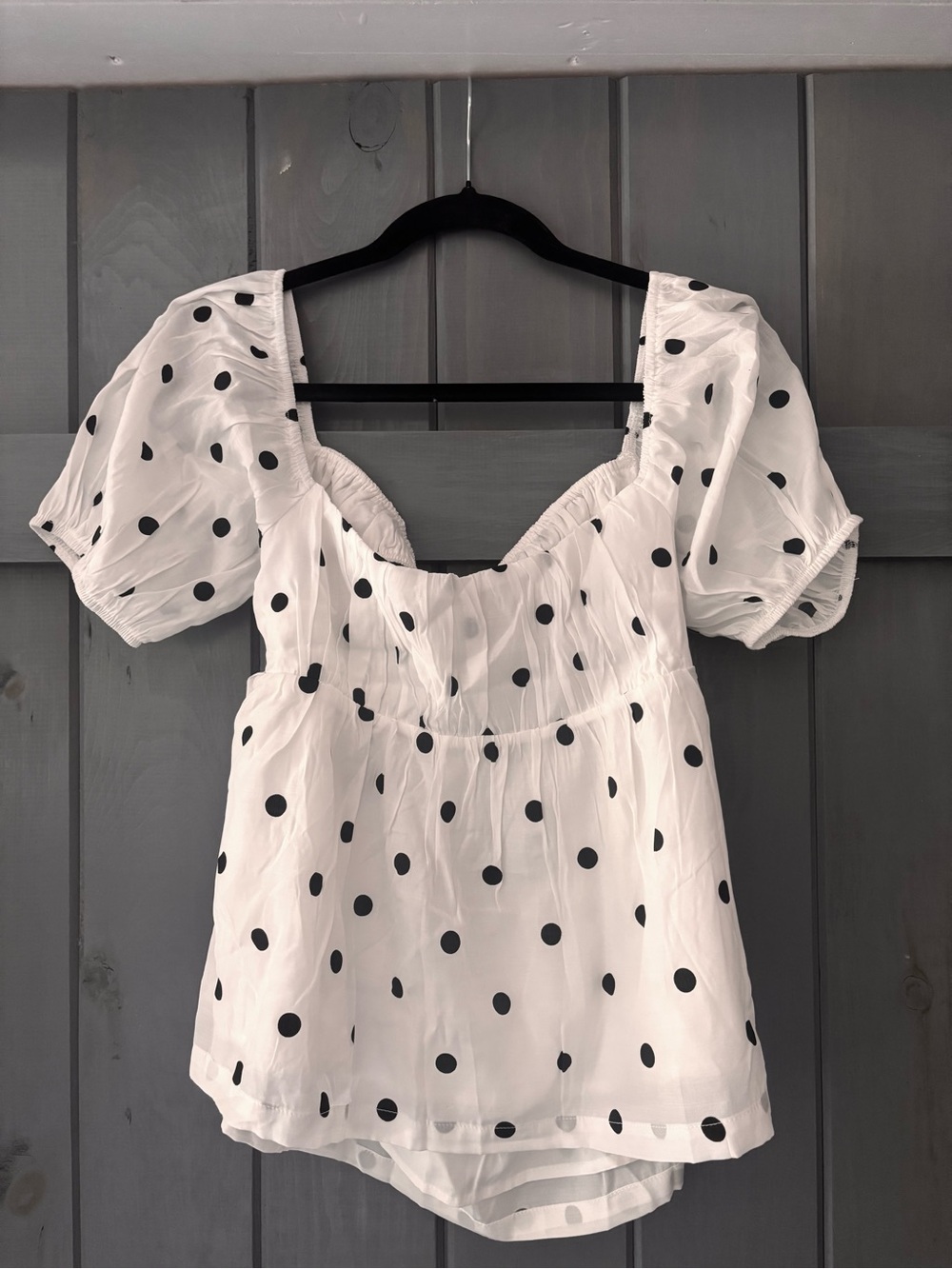 Petal & Pup | White Blouse with Black Polka Dots